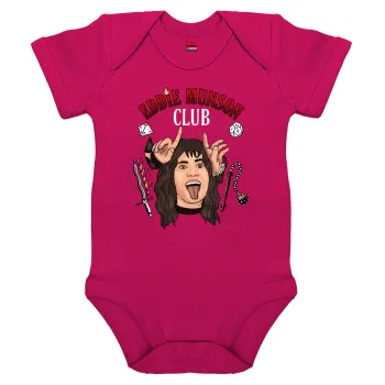 Eddie Munson, Hellfire CLub, Stranger Things, Βρεφικό φορμάκι μωρού, 0-18 μηνών, ΡΟΖ, 100% Organic Cotton, κοντομάνικο