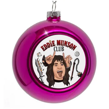 Eddie Munson, Hellfire CLub, Stranger Things, Στολίδι Χριστουγεννιάτικη μπάλα δένδρου Μωβ 8cm