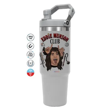 Eddie Munson, Hellfire CLub, Stranger Things, GREY color, 890ml (30oz) stainless Steel Tumbler with Handle