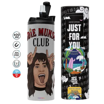 Eddie Munson, Hellfire CLub, Stranger Things, Tumbler stainless steel GREY 600ml