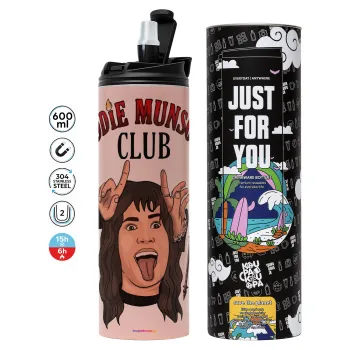 Eddie Munson, Hellfire CLub, Stranger Things, Tumbler stainless steel PINK 600ml