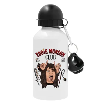 Eddie Munson, Hellfire CLub, Stranger Things, Metal water bottle, White, aluminum 500ml