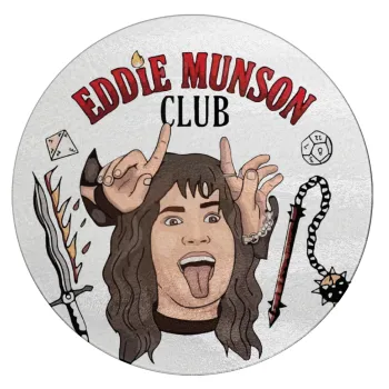 Eddie Munson, Hellfire CLub, Stranger Things, Επιφάνεια κοπής γυάλινη στρογγυλή (30cm)