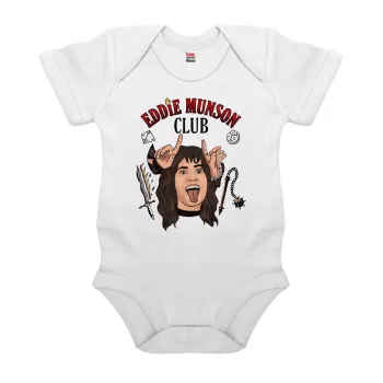 Eddie Munson, Hellfire CLub, Stranger Things, Βρεφικό φορμάκι μωρού, 0-24 μηνών, ΛΕΥΚΟ, 100% Organic Cotton, κοντομάνικο