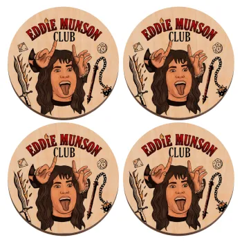 Eddie Munson, Hellfire CLub, Stranger Things, ΣΕΤ x4 Σουβέρ ξύλινα στρογγυλά plywood (9cm)