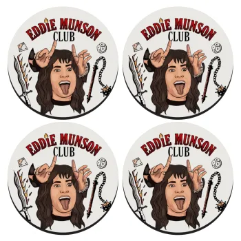 Eddie Munson, Hellfire CLub, Stranger Things, ΣΕΤ 4 Σουβέρ ξύλινα στρογγυλά (9cm)