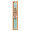 Easter Set, wooden keychain & aromatic flat Easter candle (30cm) (TURQUOISE)