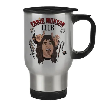 Eddie Munson, Hellfire CLub, Stranger Things, Κούπα ταξιδιού ανοξείδωτη με καπάκι, διπλού τοιχώματος (θερμό) 450ml