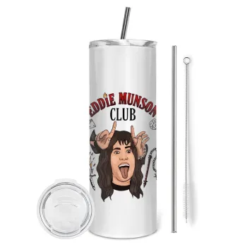 Eddie Munson, Hellfire CLub, Stranger Things, Tumbler stainless steel 600ml, with metal straw & cleaning brush