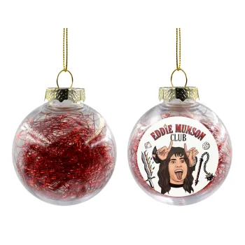Eddie Munson, Hellfire CLub, Stranger Things, Transparent Christmas tree ball ornament with red filling 8cm