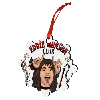 Eddie Munson, Hellfire CLub, Stranger Things, Στολίδι Χριστουγεννιάτικο στολίδι snowflake ξύλινο 7.5cm