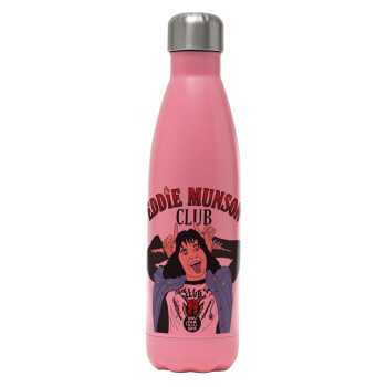 Eddie Munson, Metal mug thermos Pink Mat (Stainless steel), double wall, 500ml