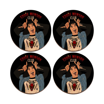 Eddie Munson, ΣΕΤ x4 Σουβέρ ξύλινα στρογγυλά plywood (9cm)