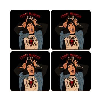 Eddie Munson, ΣΕΤ x4 Σουβέρ ξύλινα τετράγωνα plywood (9cm)