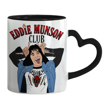 Eddie Munson, Mug heart black handle, ceramic, 330ml