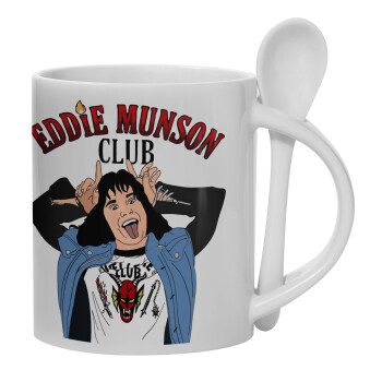 Eddie Munson, Ceramic coffee mug with Spoon, 330ml (1pcs)