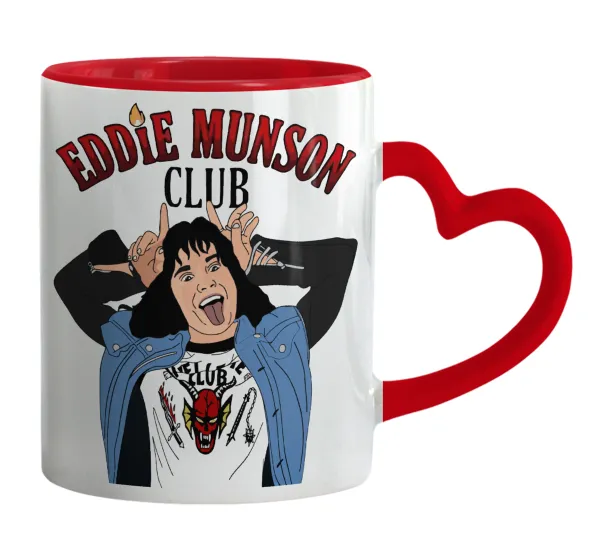 Eddie Munson — Κούπα καρδιά χερούλι κόκκινη, κεραμική, 330ml