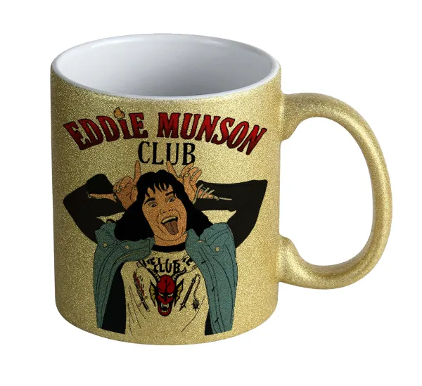 Eddie Munson — Κούπα Χρυσή Glitter που γυαλίζει, κεραμική, 330ml