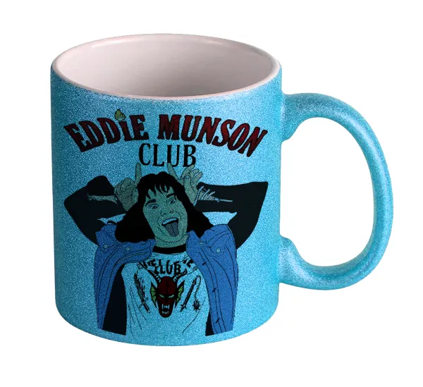 Eddie Munson — Κούπα Σιέλ Glitter που γυαλίζει, κεραμική, 330ml