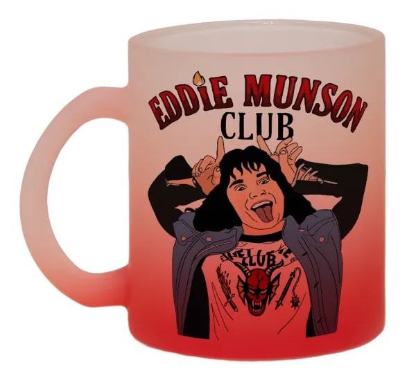 Eddie Munson — Κούπα γυάλινη δίχρωμη με βάση το κόκκινο ματ, 330ml