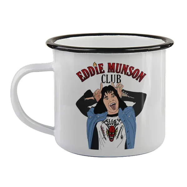 Eddie Munson — Enamel mug with black rim, 360ml