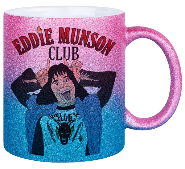 Eddie Munson — Gold/blue glitter mug, ceramic, 330ml
