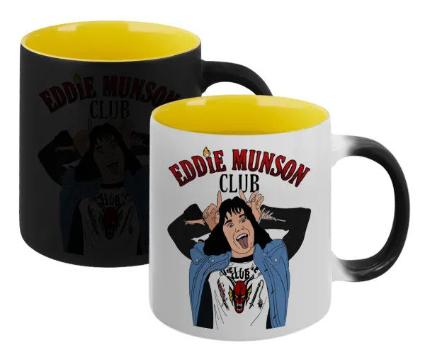 Eddie Munson — Magic mug with yellow interior, ceramic, 330ml, changes colour with hot drinks