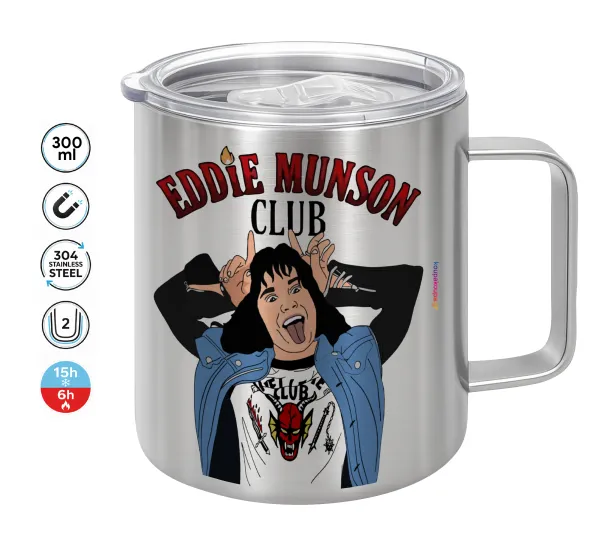 Eddie Munson — Κούπα Ανοξείδωτη διπλού τοιχώματος 300ml με καπάκι διατήρησης θερμοκρασίας