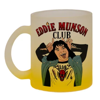 Eddie Munson, Κούπα γυάλινη δίχρωμη με βάση το κίτρινο ματ, 330ml