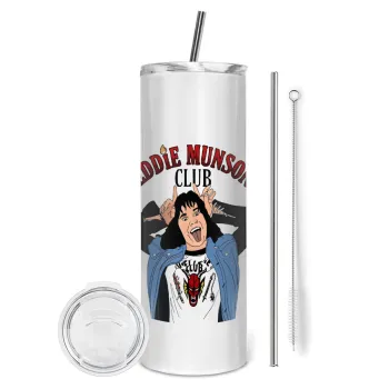 Eddie Munson, Tumbler stainless steel 600ml, with metal straw & cleaning brush