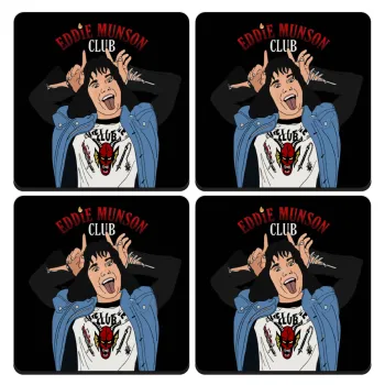 Eddie Munson, ΣΕΤ 4 Σουβέρ ξύλινα τετράγωνα (9cm)