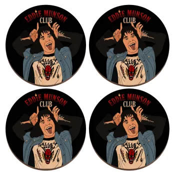 Eddie Munson, ΣΕΤ x4 Σουβέρ ξύλινα στρογγυλά plywood (9cm)