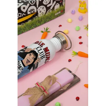 Eddie Munson, Πασχαλινή Λαμπάδα με παγούρι μεταλλικό (620ml, stainless steel) & κερί αρωματικό πλακέ (30cm) (ΡΟΖ)