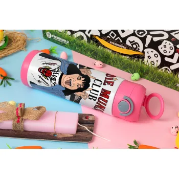 Eddie Munson, Πασχαλινή Λαμπάδα με Παιδικό παγούρι θερμό, ανοξείδωτο, με καλαμάκι ασφαλείας, ΡΟΖ (500ml)