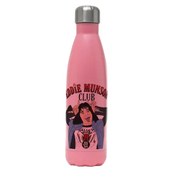 Eddie Munson, Metal mug thermos Pink Mat (Stainless steel), double wall, 500ml