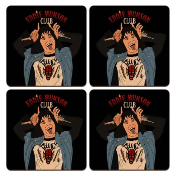 Eddie Munson, ΣΕΤ x4 Σουβέρ ξύλινα τετράγωνα plywood (9cm)