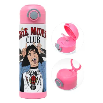 Eddie Munson, Children's hot water bottle, stainless steel, with safety straw, PINK (500ml)