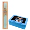 Easter Set, children's snack container BLUE & Easter aromatic flat candle (30cm) (TURQUOISE)
