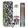 Easter candle, metallic white thermos bottle (500ml) & aromatic flat candle (30cm) (GRAY)