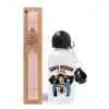 Easter Set, metallic aluminum bottle (500ml) & aromatic flat Easter candle (30cm) (PINK)