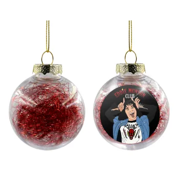 Eddie Munson, Transparent Christmas tree ball ornament with red filling 8cm