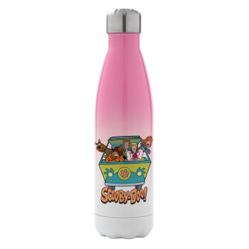 Scooby Doo car, Metal mug thermos Pink/White (Stainless steel), double wall, 500ml