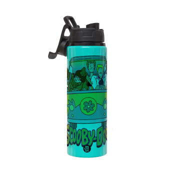 Scooby Doo car, Metallic water bottle with safety lid, 850ml aluminum