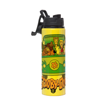 Scooby Doo car, Μεταλλικό παγούρι νερού με καπάκι ασφαλείας, αλουμινίου 850ml