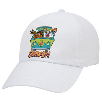 Scooby Doo car, Καπέλο ενηλίκων Jockey Λευκό (snapback, 5-φύλλο, unisex)