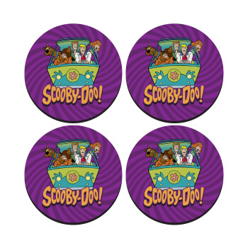 Scooby Doo car, SET of 4 round wooden coasters (9cm)