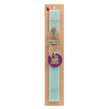 Scooby Doo car, Easter Set, wooden keychain & aromatic flat Easter candle (30cm) (TURQUOISE)