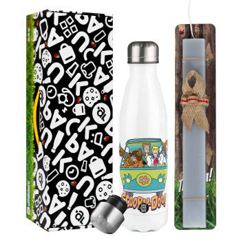 Scooby Doo car, Easter candle, metallic white thermos bottle (500ml) & aromatic flat candle (30cm) (GRAY)