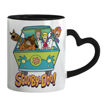 Scooby Doo car, Κούπα καρδιά χερούλι μαύρη, κεραμική, 330ml