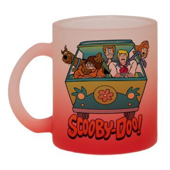 Scooby Doo car, Κούπα γυάλινη δίχρωμη με βάση το κόκκινο ματ, 330ml